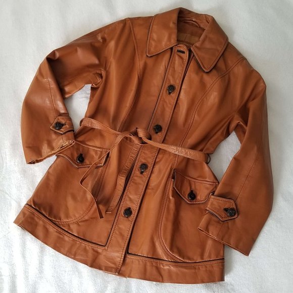 The Tannery Jackets & Blazers - Vintage The Tannery Leather Trench Coat